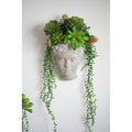 Small Visage Cement Wall Planter Wall Vase