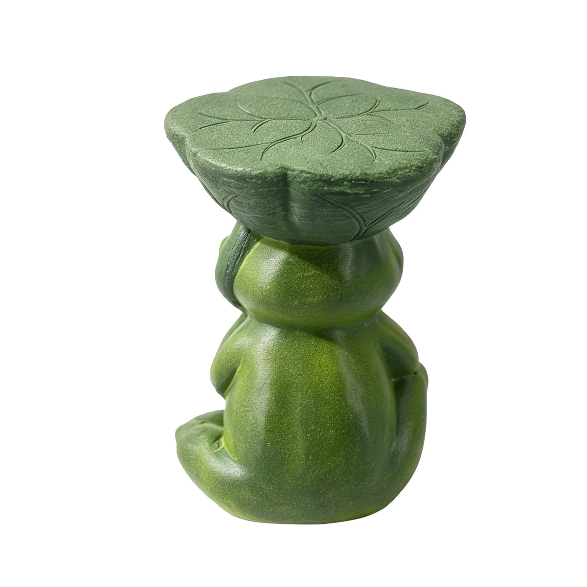 Frog Stool Garden Statue with Lotus Leaf Top - Green