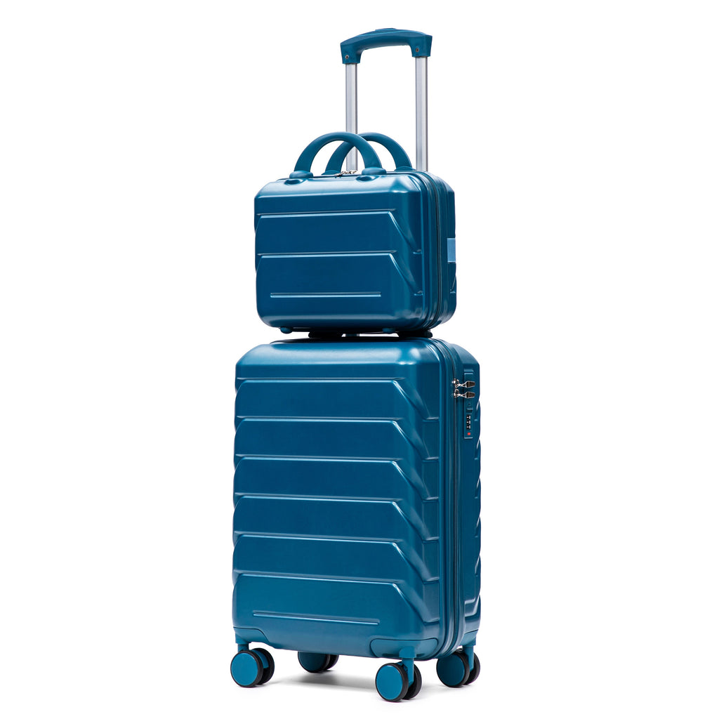 2-Piece Luggage Set: Cosmetic Case & Suitcase (Dark Blue)