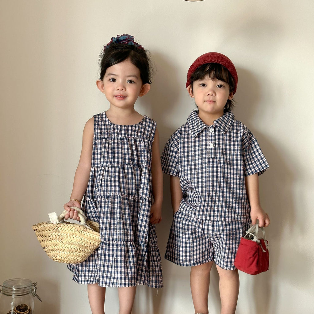 Kids' Shirt And Shorts Set Girls' Dress Sibling Matching Outfits