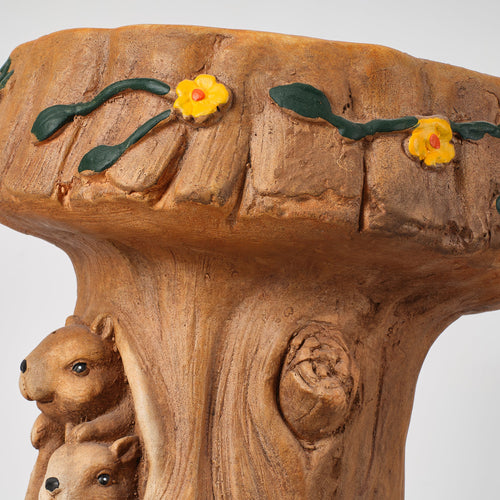 Squirrel Tree Stump Stool Garden Statue