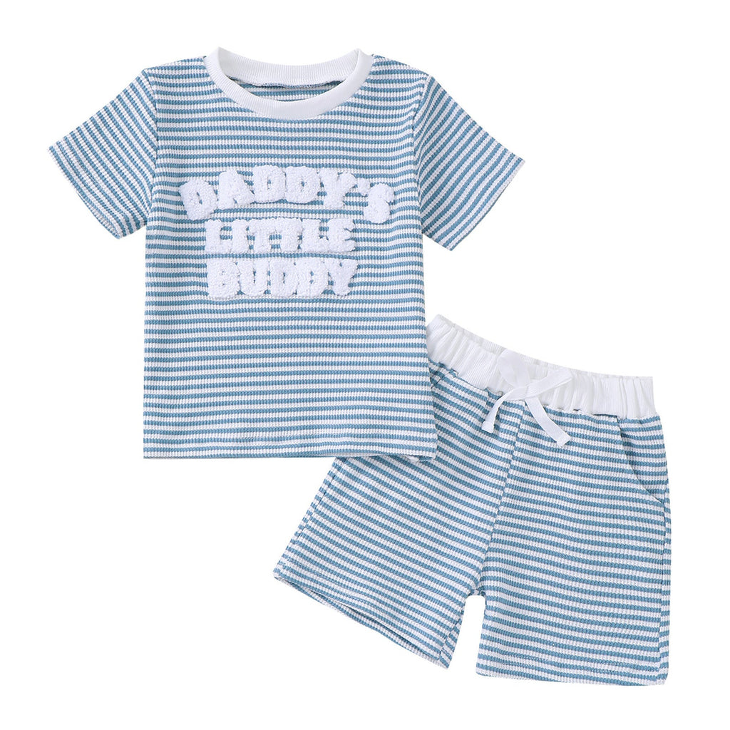 Embroidered Short-sleeve Hoodie And Shorts Two-piece Set