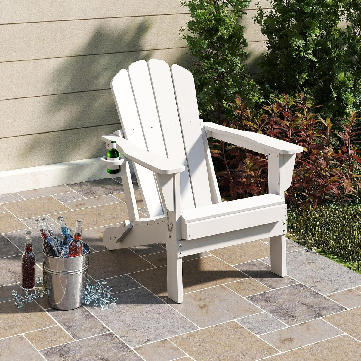 Adirondack Chairs Set of 2 - White Outdoor Folding Patio Seating