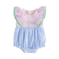 Bow-Embroidered Flared-Sleeve Romper And Bottoming Dress