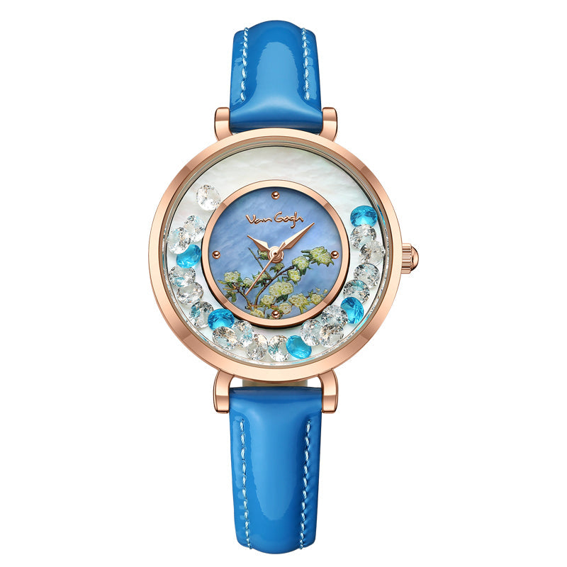 VAN GOGH Geneva Series Small Seconds Hand Leather Strap Quartz Wrist Women's Watch