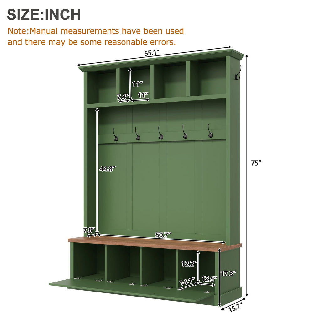 ON-TREND Farmhouse Hall Tree with Storage Bench