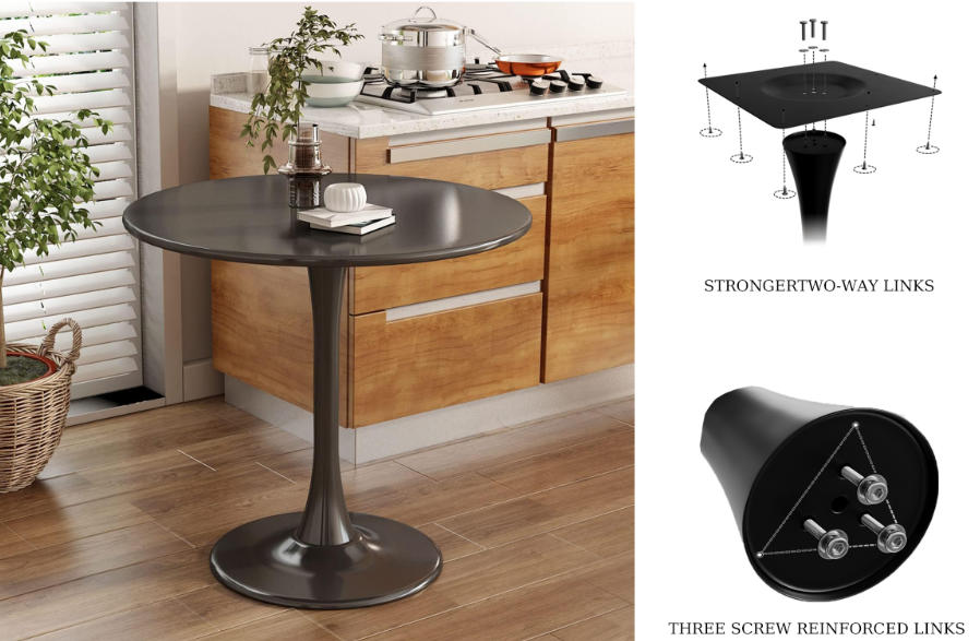 Modern Round Dining Table - Black 31.5''