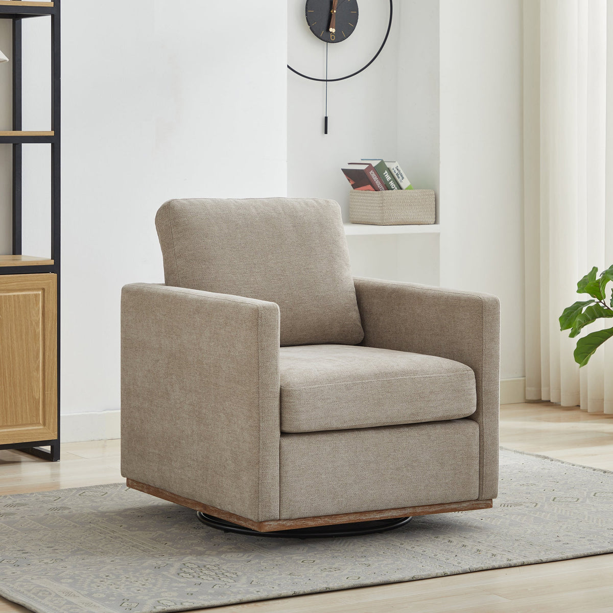 30.5"W Square Upholstered Swivel Accent Chair