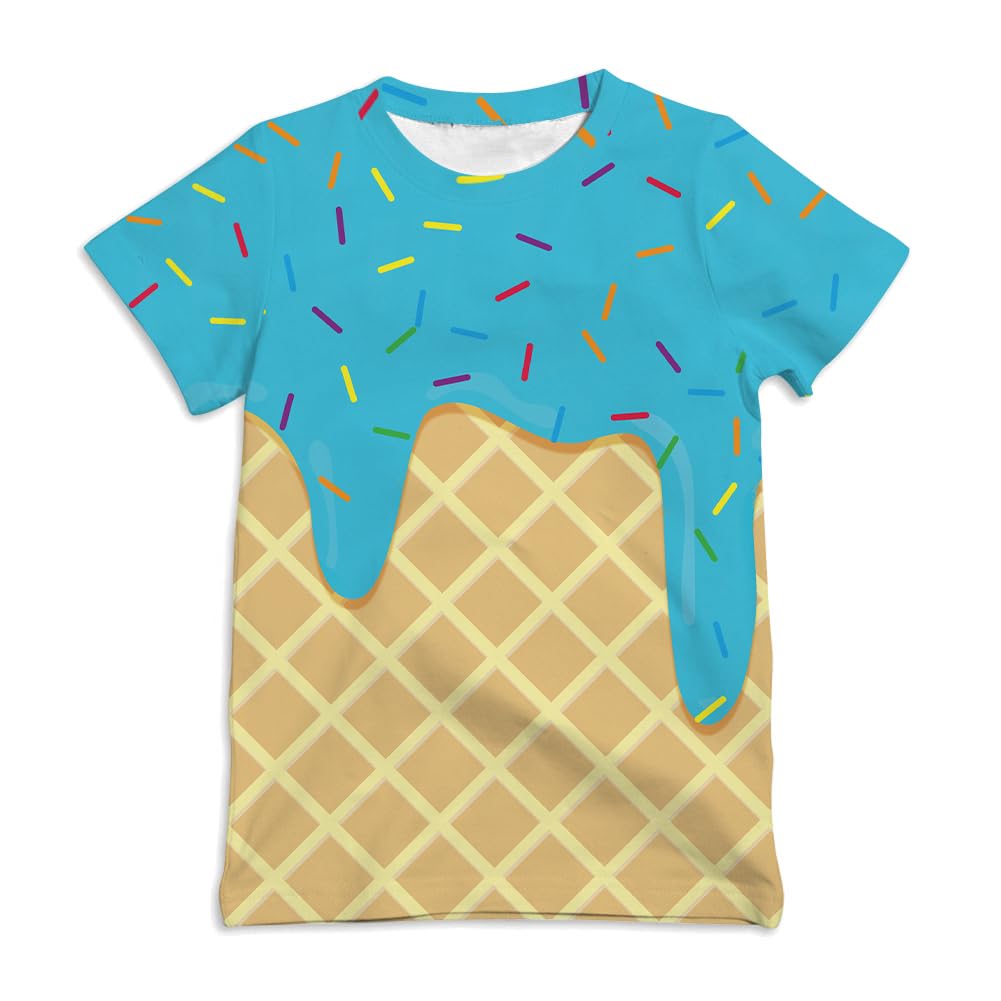 Ainuno Graphic Tees for Boys Girls Kids 7-14Y, Summer Short Sleeve T Shirt Cool 3D Print