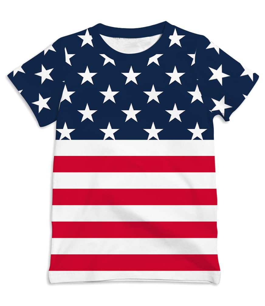 Ainuno Graphic Tees for Boys Girls Kids 7-14Y, Summer Short Sleeve T Shirt Cool 3D Print