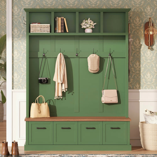 ON-TREND Farmhouse Hall Tree with Storage Bench
