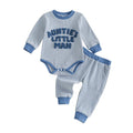 Embroidered Letter Waffle-Weave Romper And Shorts
