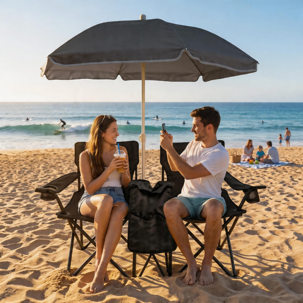 Portable Folding Picnic Chair Set with Umbrella