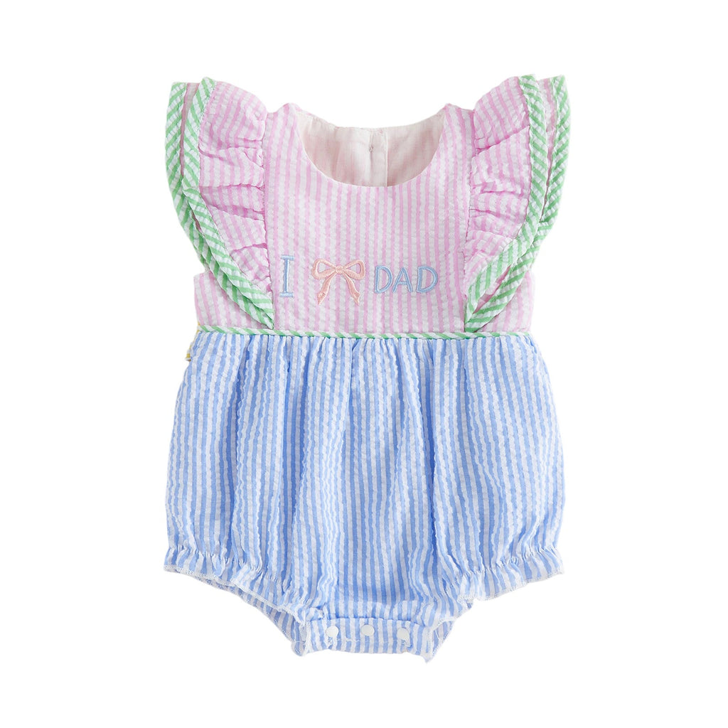 Bow-Embroidered Flared-Sleeve Romper And Bottoming Dress