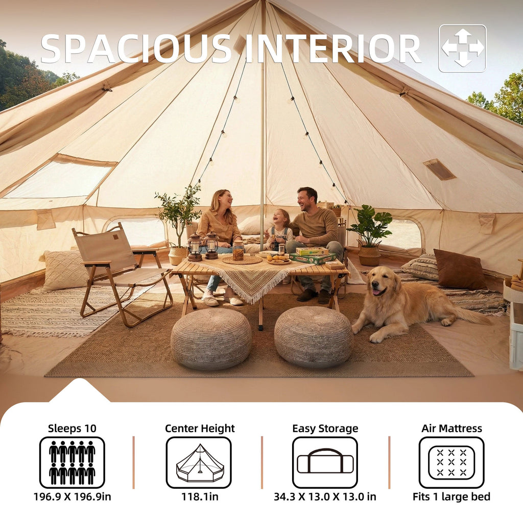 4 Season Bell Tent 16.4FT with Stove Jack - Oxford Fabric