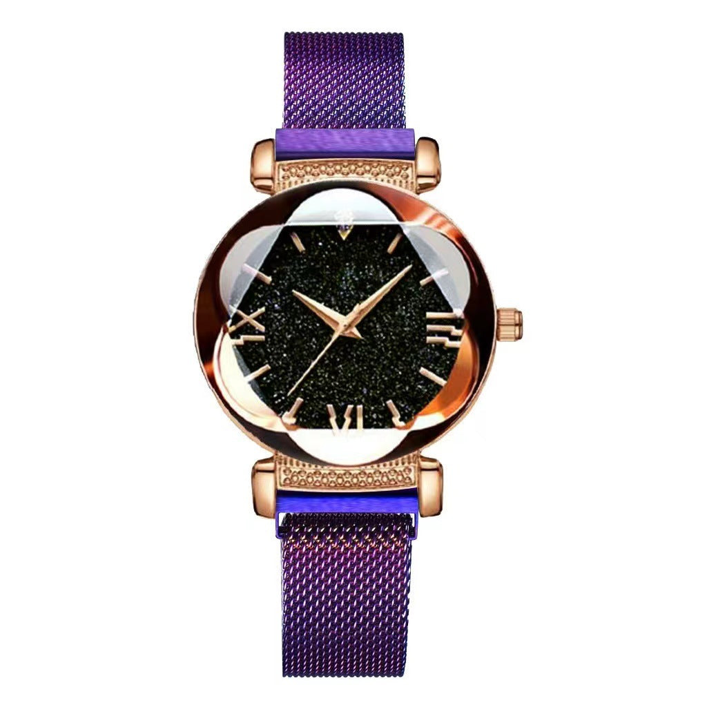 Magnetic-steel Starry Sky Roman-style Women's Watch With Versatile Milanese Strap