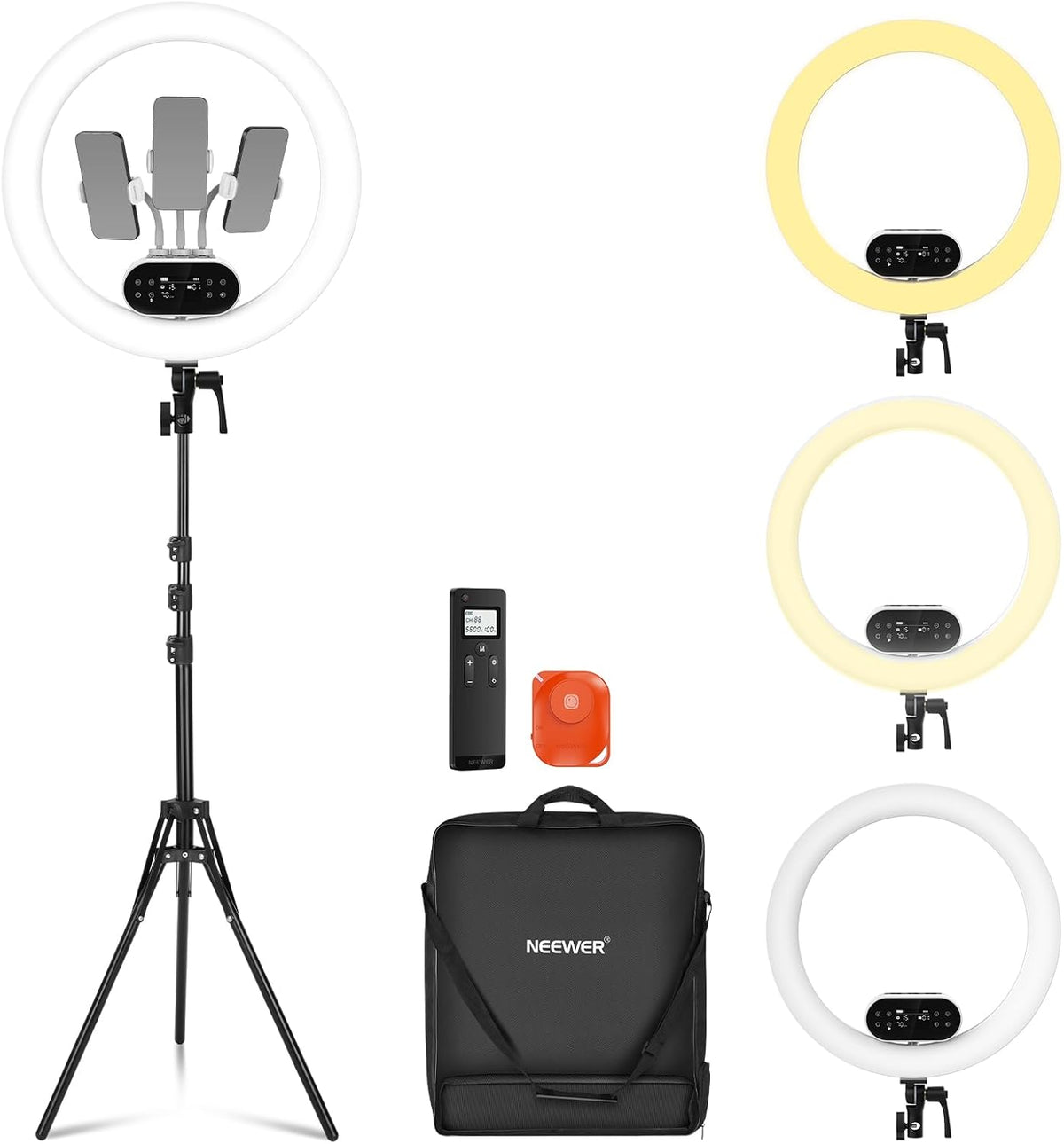 NEEWER 19" 100W High Power LED Ring Light with Tripod Stand, RH100B