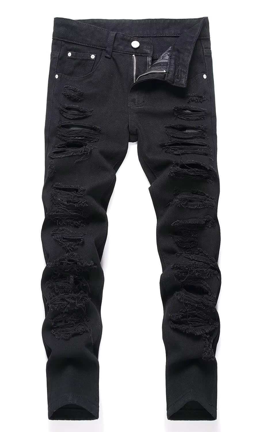 HENGAO Boy's Distressed Ripped Skinny Jeans
