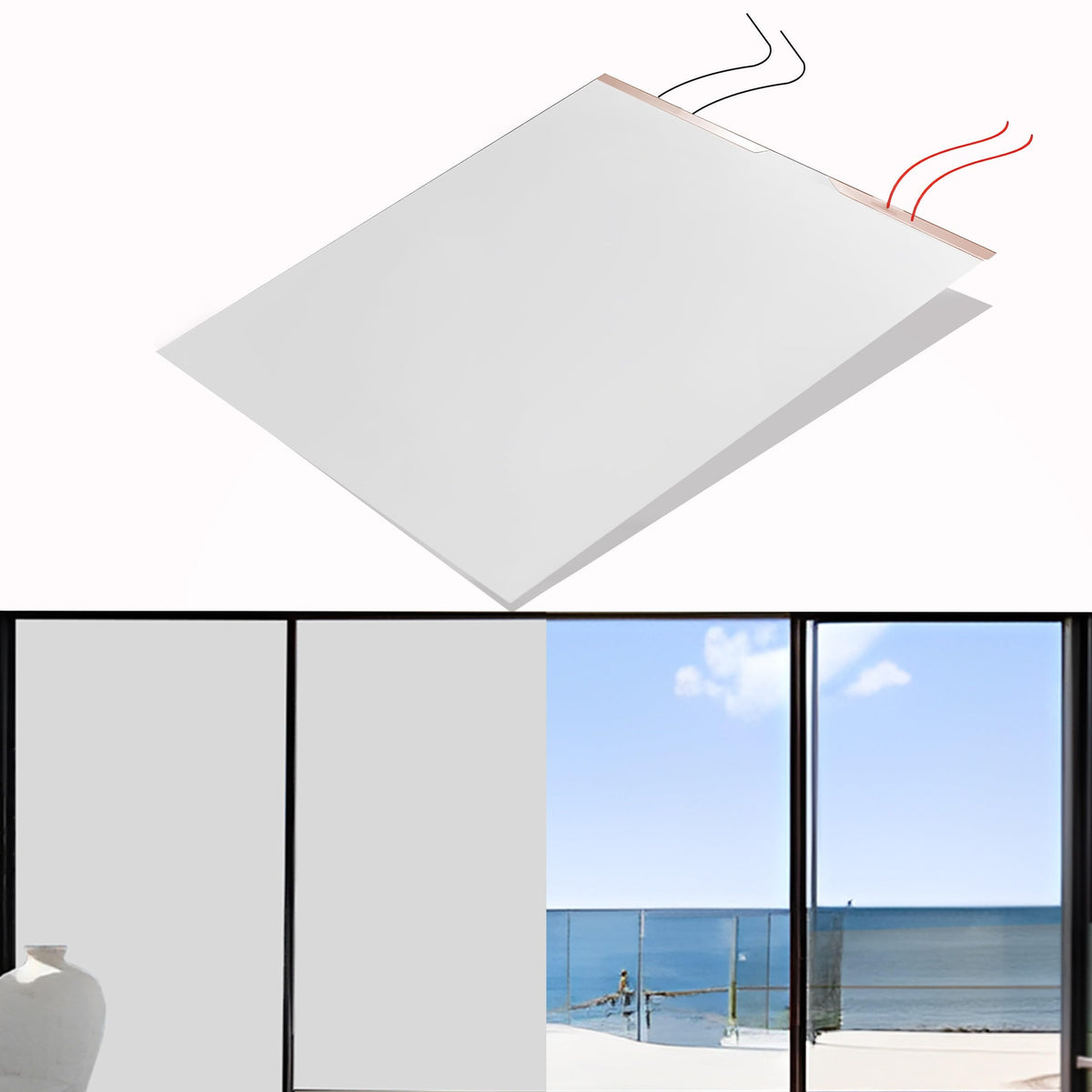 Black Window Privacy Film (27.5" x 39.5") | Switchable, Window Film | Smart Film for Home & Office Windows | Adhesive Privacy Film | Heat Insulation UV Blocking–Clear to Black Opaque