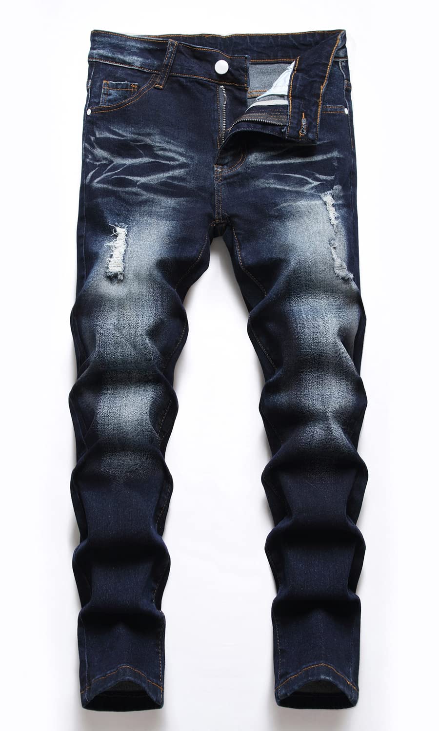 HENGAO Boy's Distressed Ripped Skinny Jeans