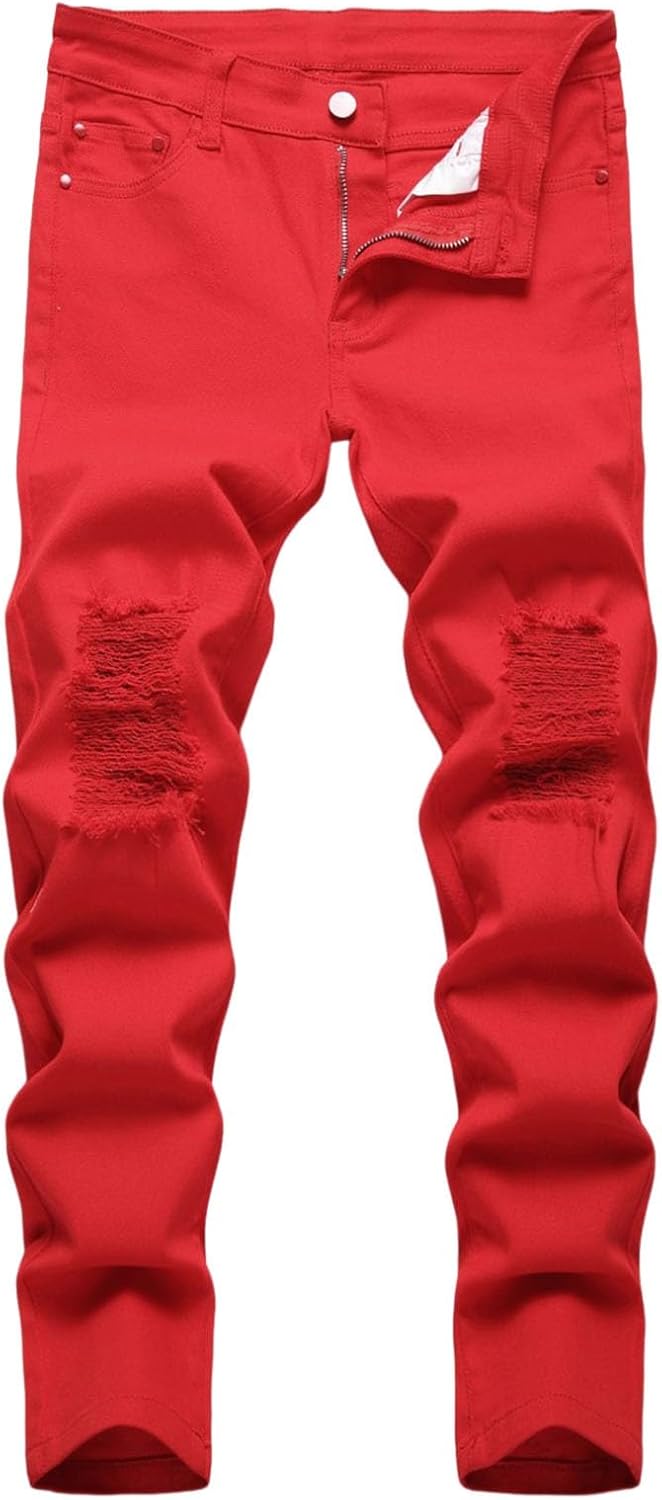 Boy's Stretch Comfy Ripped Jeans Skinny Fit Destroyed Distressed Fashion Washed Denim Jeans Pants 3-16 Years