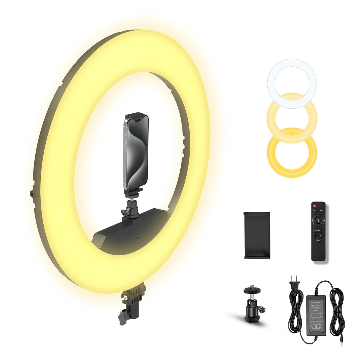 55W18 45cm Ring Light Kit [New Version] 6700K Dimmable LEDRinglightTripod Stand Dual Phone Holder for iPhone Selfie Makeup LashTattoo Studio Lighting Painting,Photo Video Recording (Black)