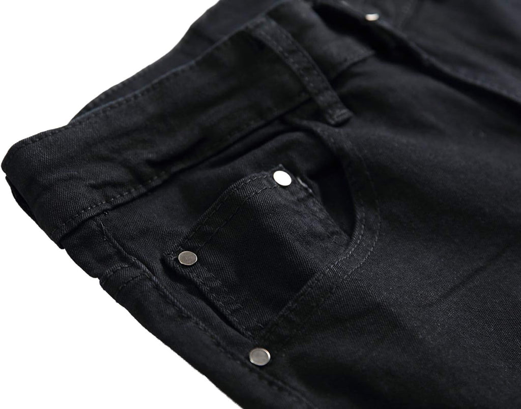 Men's Ripped Slim Fit Jeans Straight Leg Denim Pants