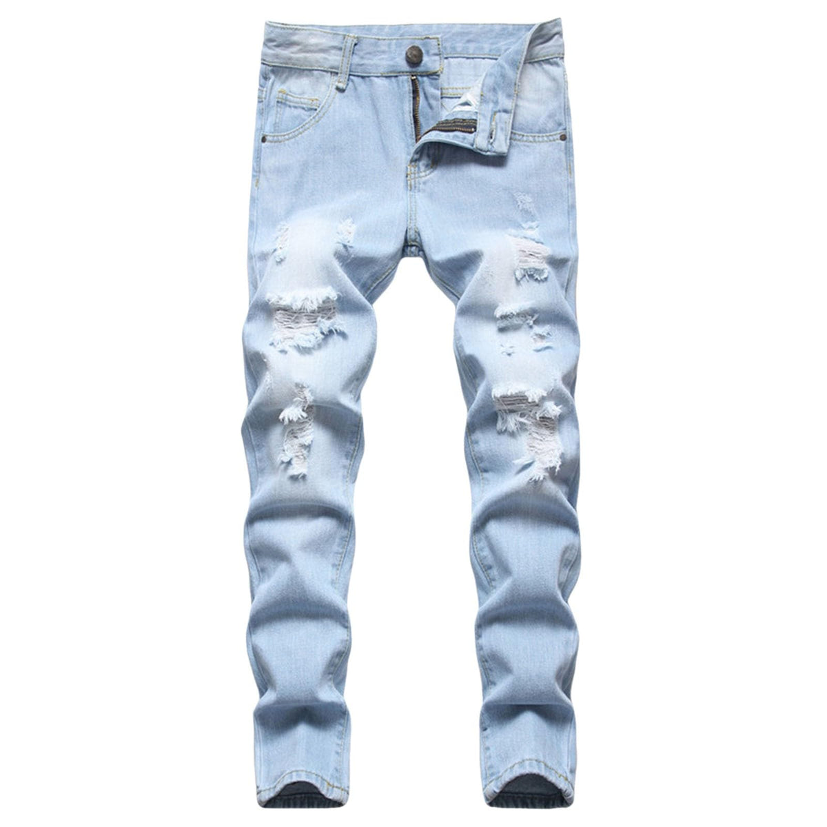 Boy's Stretch Comfy Ripped Jeans Skinny Fit Destroyed Distressed Fashion Washed Denim Jeans Pants 3-16 Years
