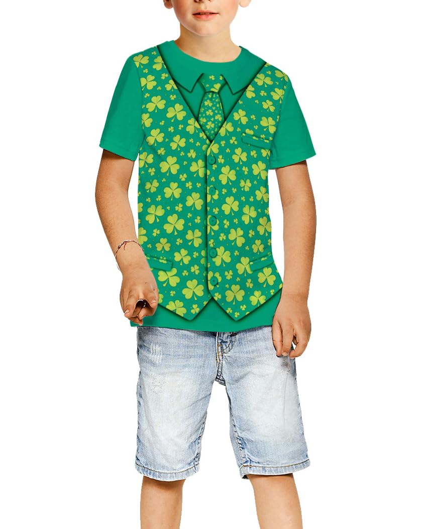 Ainuno Graphic Tees for Boys Girls Kids 7-14Y, Summer Short Sleeve T Shirt Cool 3D Print