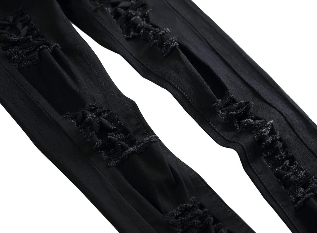 Men's Ripped Slim Fit Jeans Straight Leg Denim Pants