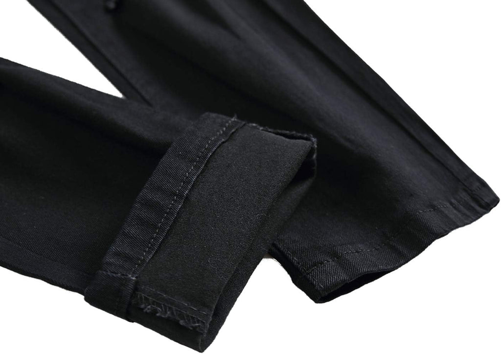 Men's Ripped Slim Fit Jeans Straight Leg Denim Pants