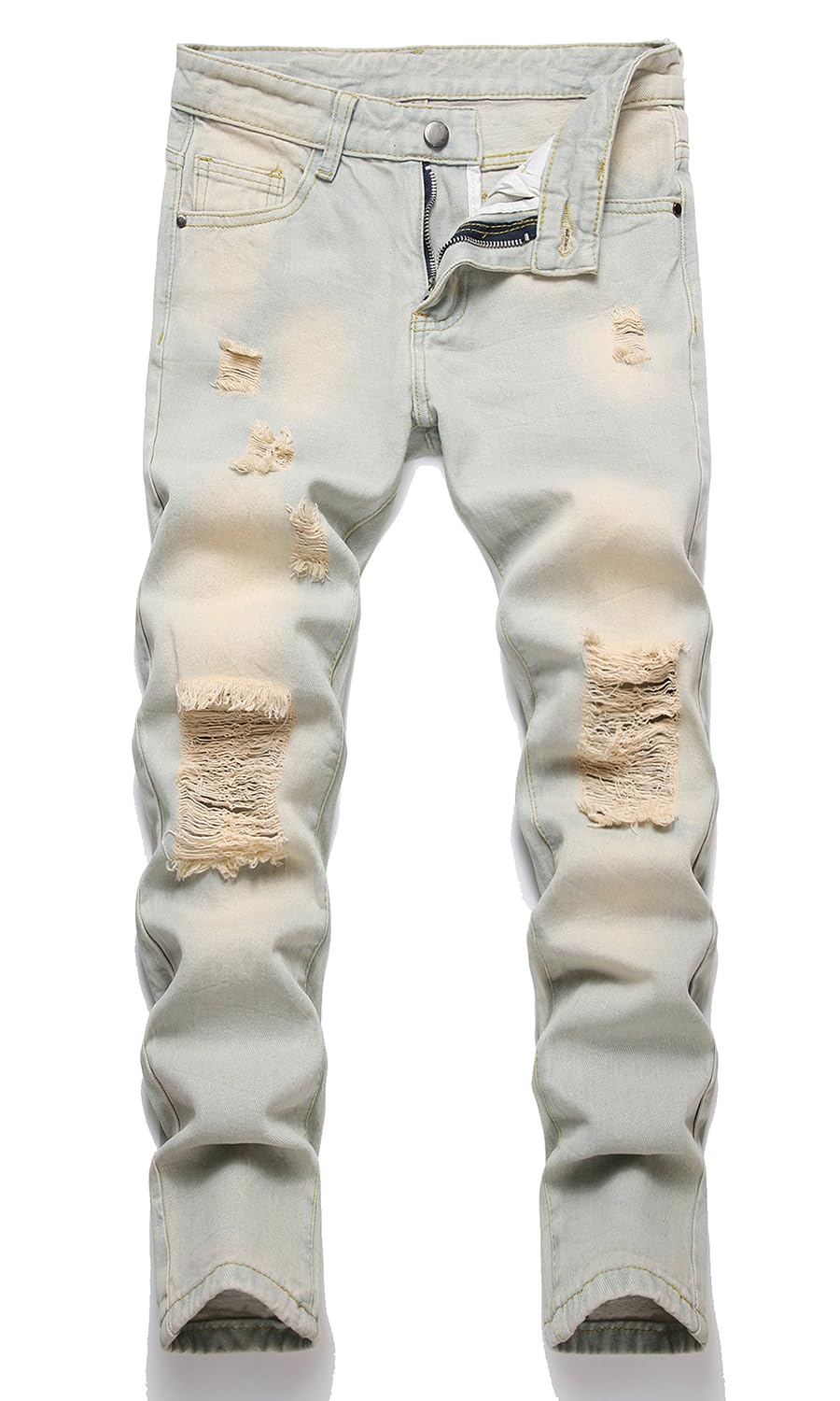 HENGAO Boy's Distressed Ripped Skinny Jeans