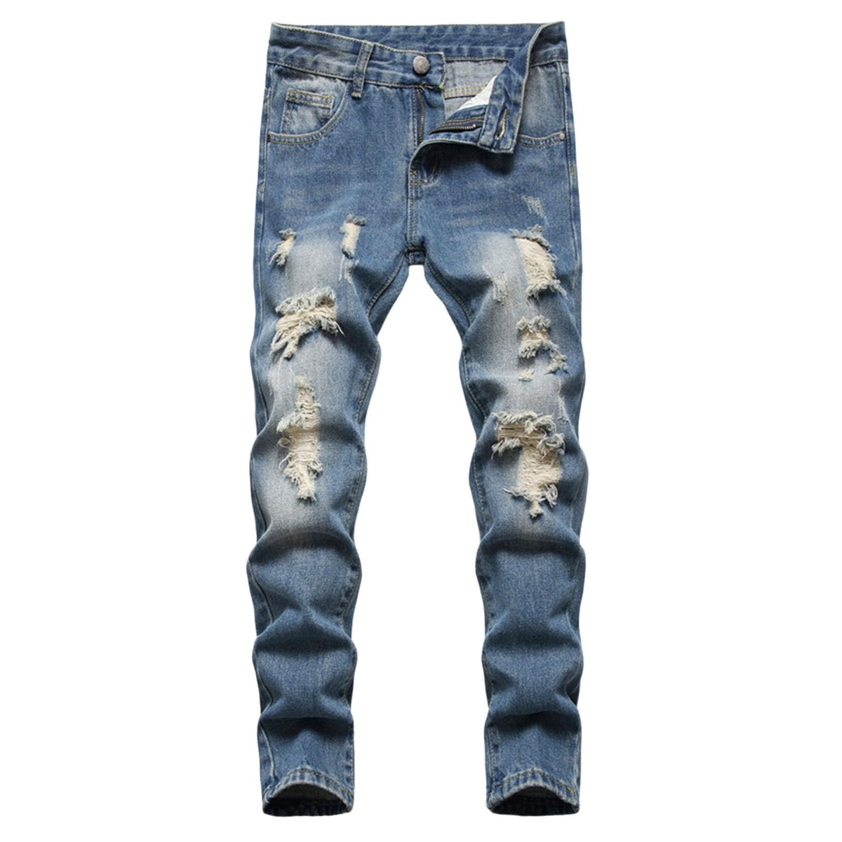 Boy's Stretch Comfy Ripped Jeans Skinny Fit Destroyed Distressed Fashion Washed Denim Jeans Pants 3-16 Years