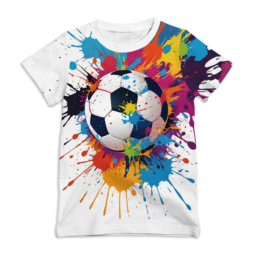 Ainuno Graphic Tees for Boys Girls Kids 7-14Y, Summer Short Sleeve T Shirt Cool 3D Print