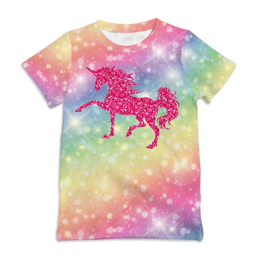 Ainuno Graphic Tees for Boys Girls Kids 7-14Y, Summer Short Sleeve T Shirt Cool 3D Print