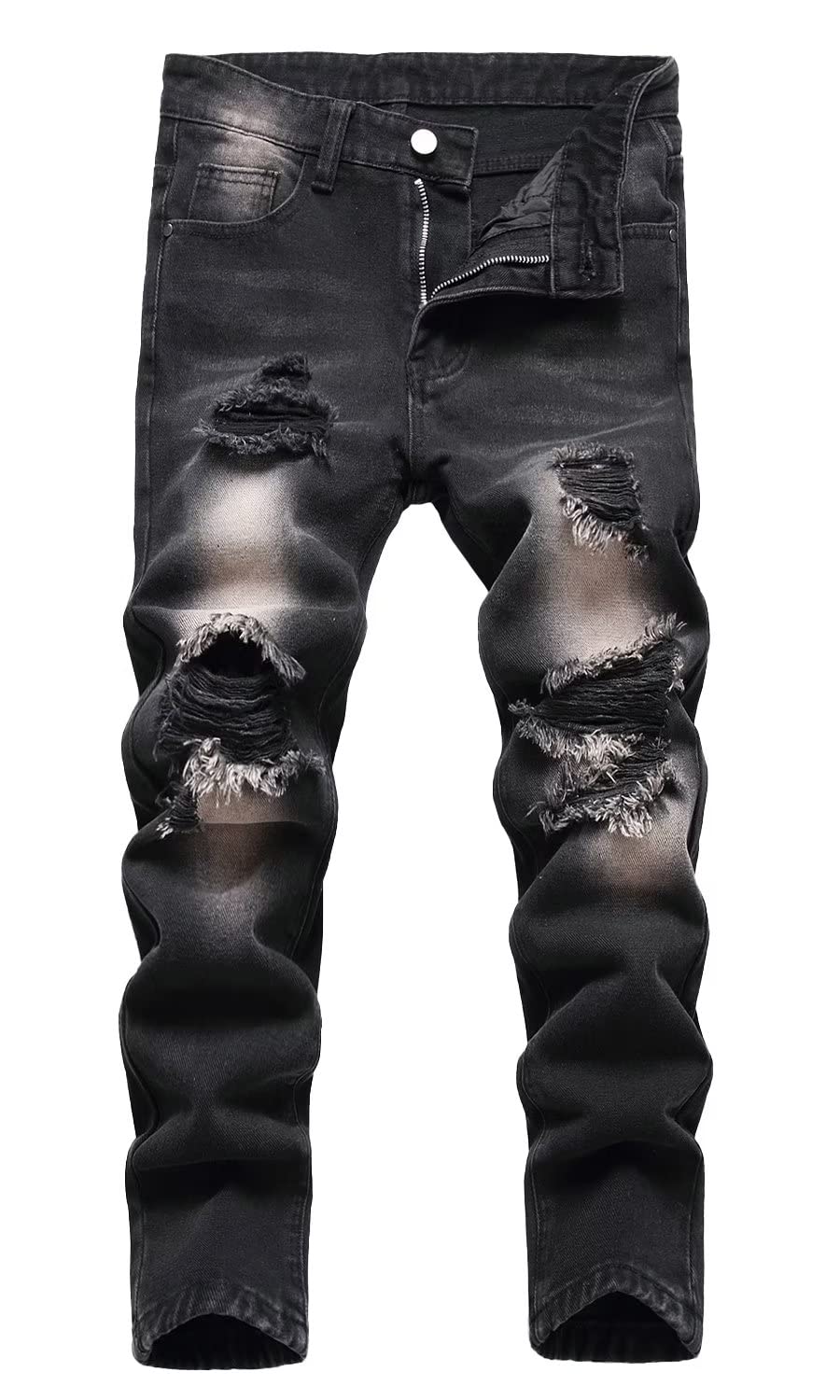 HENGAO Boy's Distressed Ripped Skinny Jeans