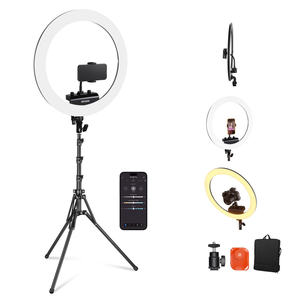 NEEWER 19" 100W High Power LED Ring Light with Tripod Stand, RH100B