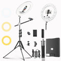 55W18 45cm Ring Light Kit [New Version] 6700K Dimmable LEDRinglightTripod Stand Dual Phone Holder for iPhone Selfie Makeup LashTattoo Studio Lighting Painting,Photo Video Recording (Black)
