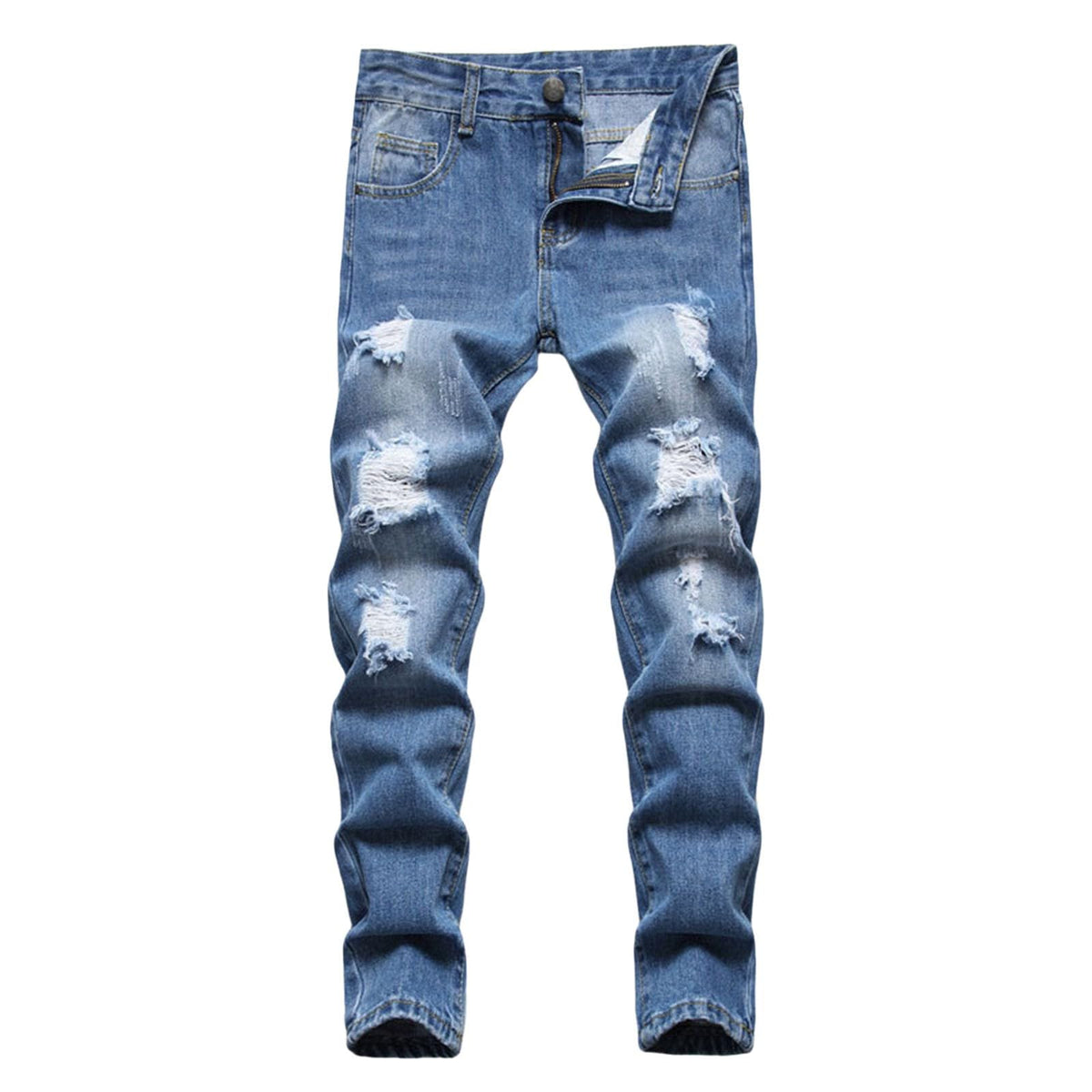 Boy's Stretch Comfy Ripped Jeans Skinny Fit Destroyed Distressed Fashion Washed Denim Jeans Pants 3-16 Years