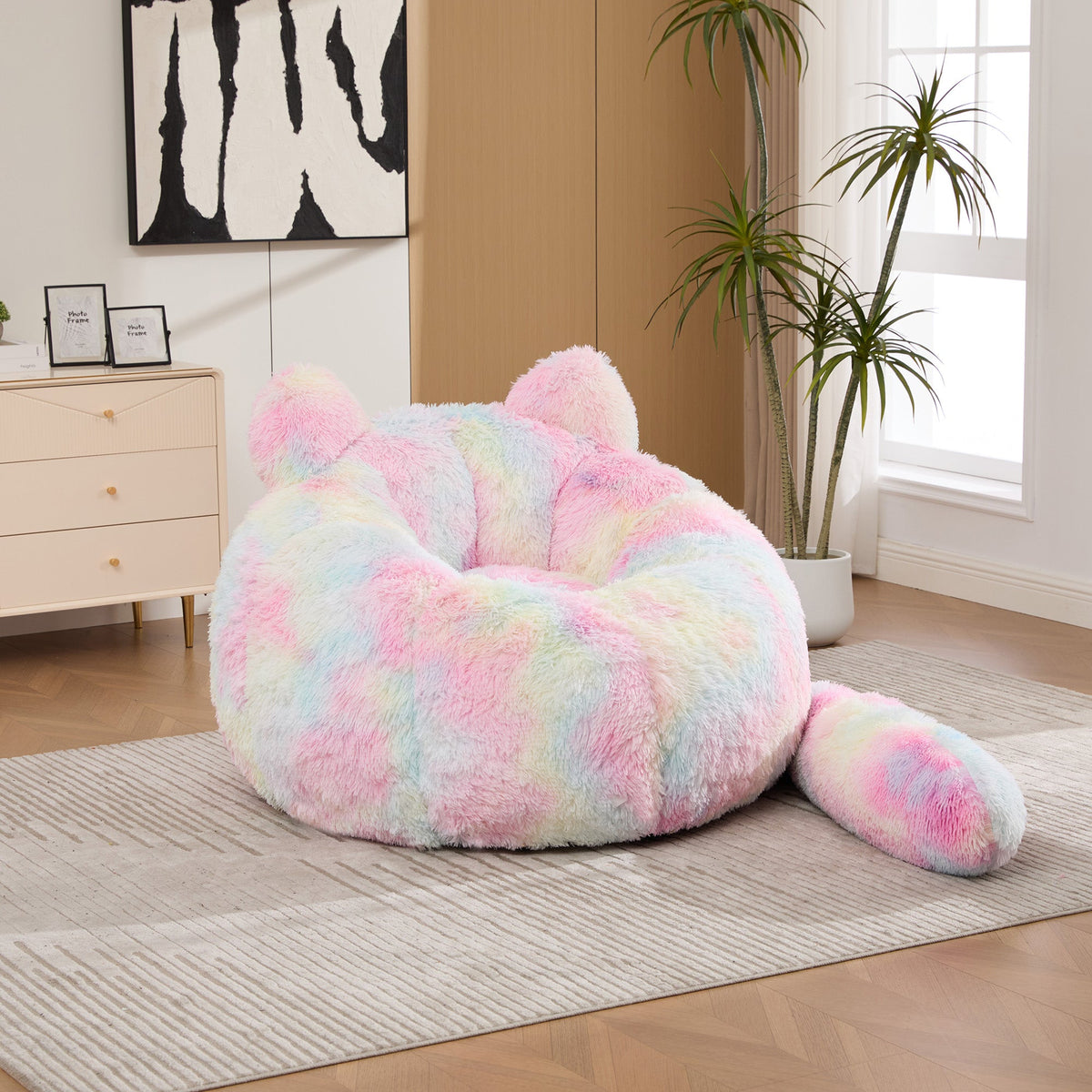 41.7'' W Boneless Single Sofa, Faux Fur Bean Bag Chair