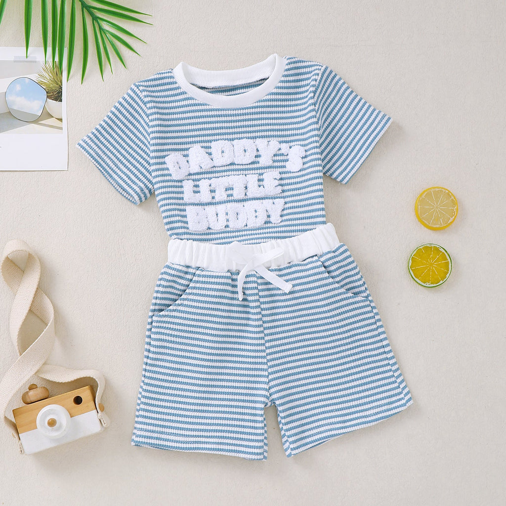 Embroidered Short-sleeve Hoodie And Shorts Two-piece Set