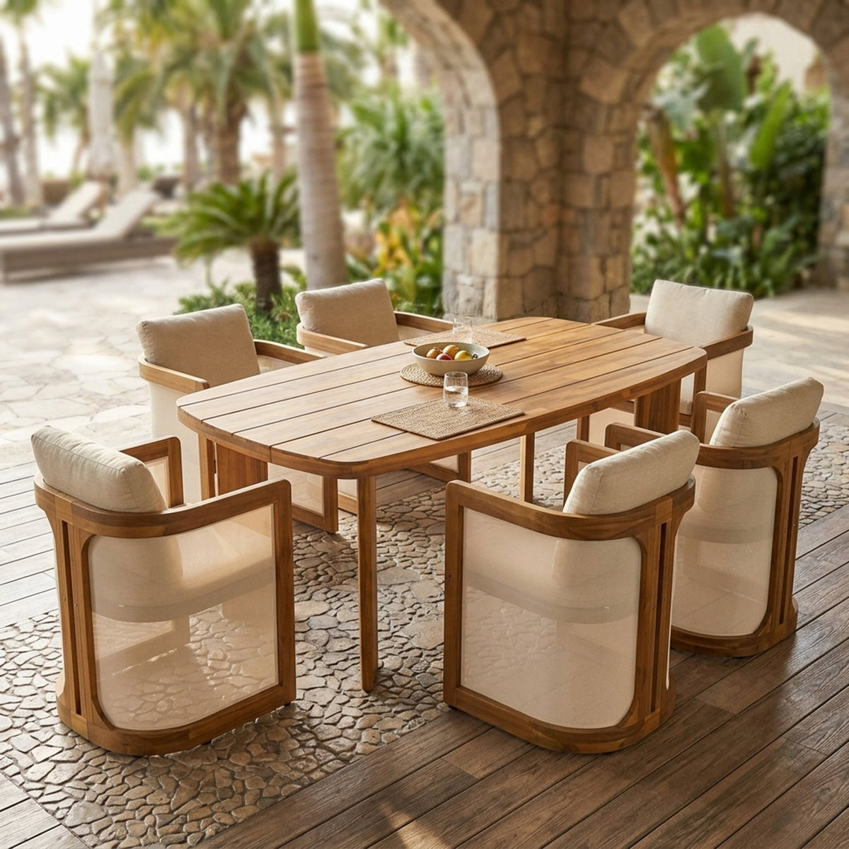 7-Piece Acacia Wood Outdoor Dining Set
