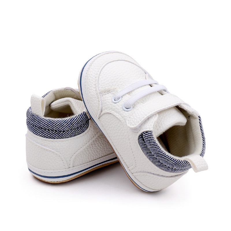 Fashionable Solid-color PU Leather First-walker Shoes For Babies