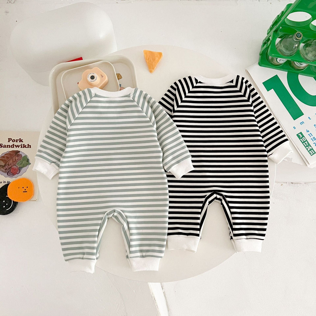 Springautumn New Arrival Striped Dinosaur-embroidered Baby Romper For 0 2 year olds