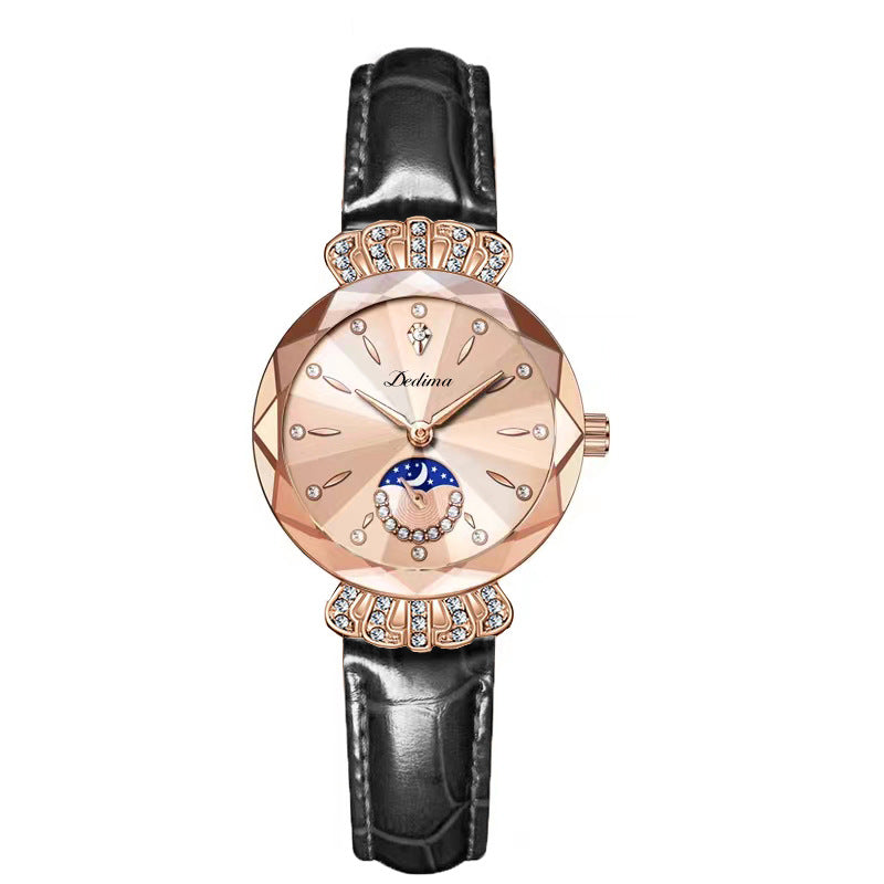 Womens Diamond-embellished Water-resistant Steel-band Casual Luxury Watch