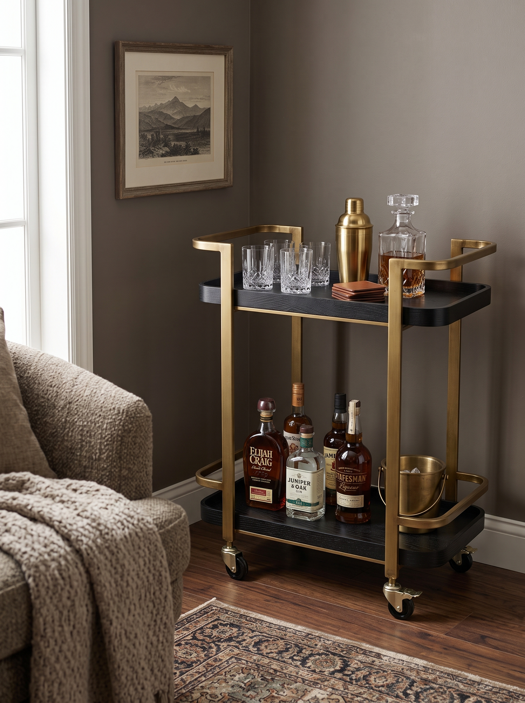 23.8" x 15.2" Metal Bar Cart