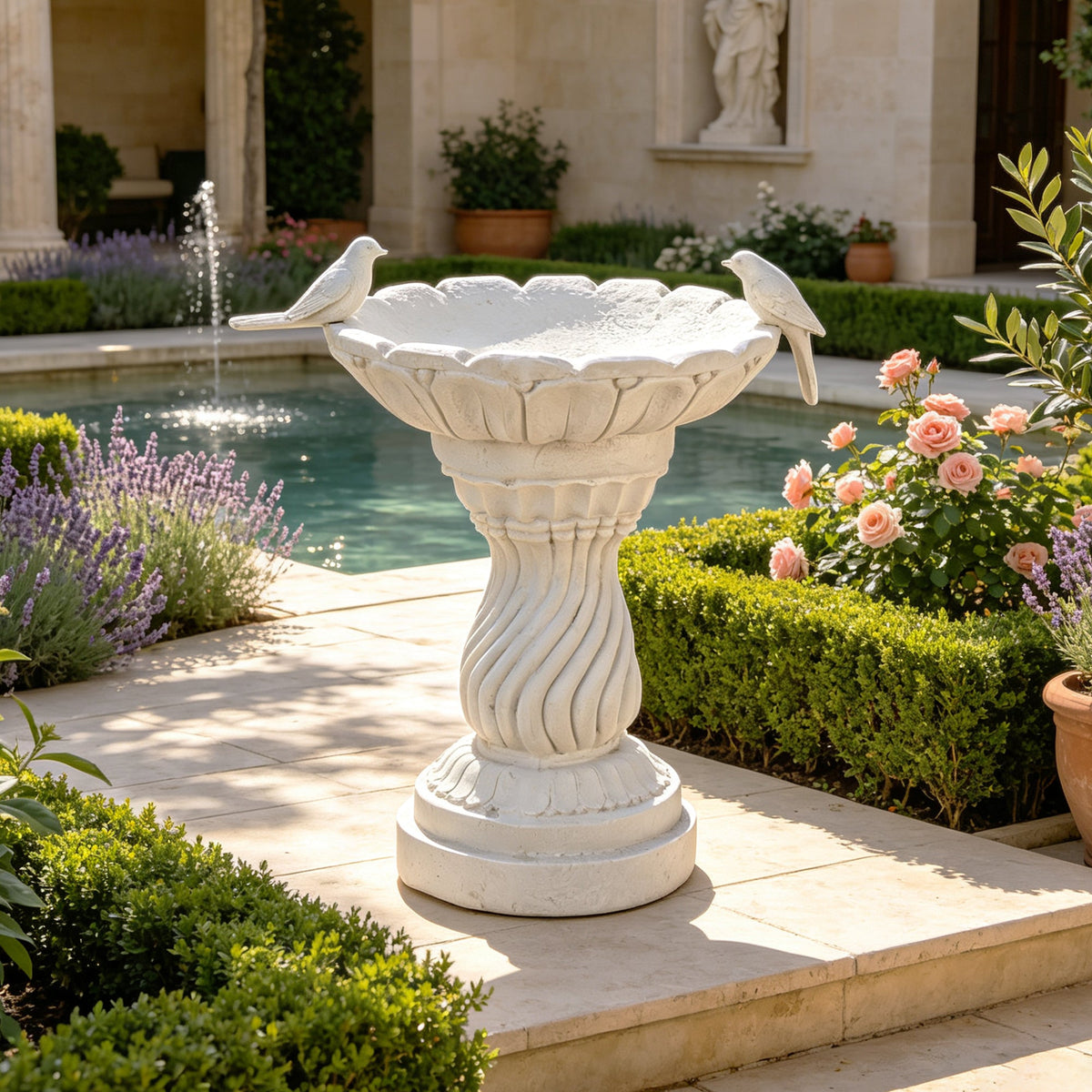 16.54" Garden Bird Bath Statue, Resin