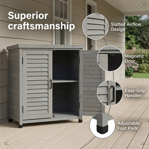 Potting Bench with Storage Cabinet and Metal Table Top