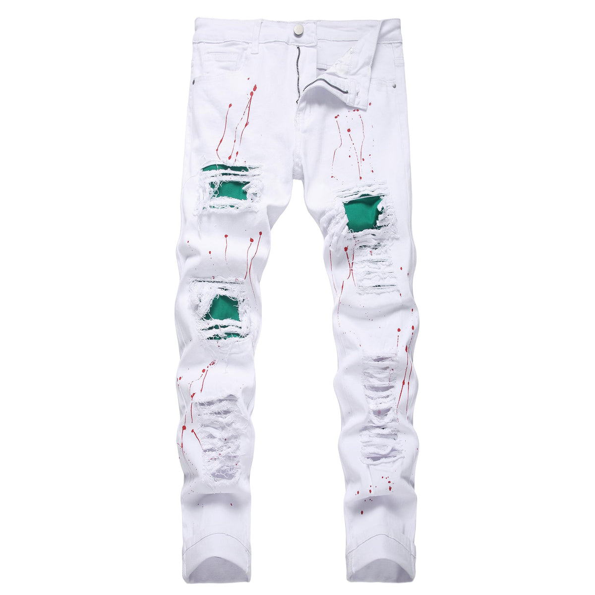 Men's Ripped Slim Fit Jeans Straight Leg Denim Pants