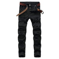 Men's Ripped Slim Fit Jeans Straight Leg Denim Pants